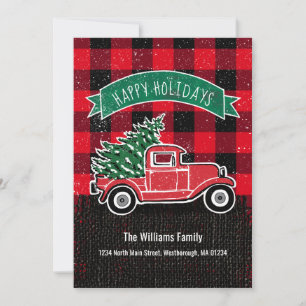 Faire-part Vintage Camion Red Buffalo Plaid Moving