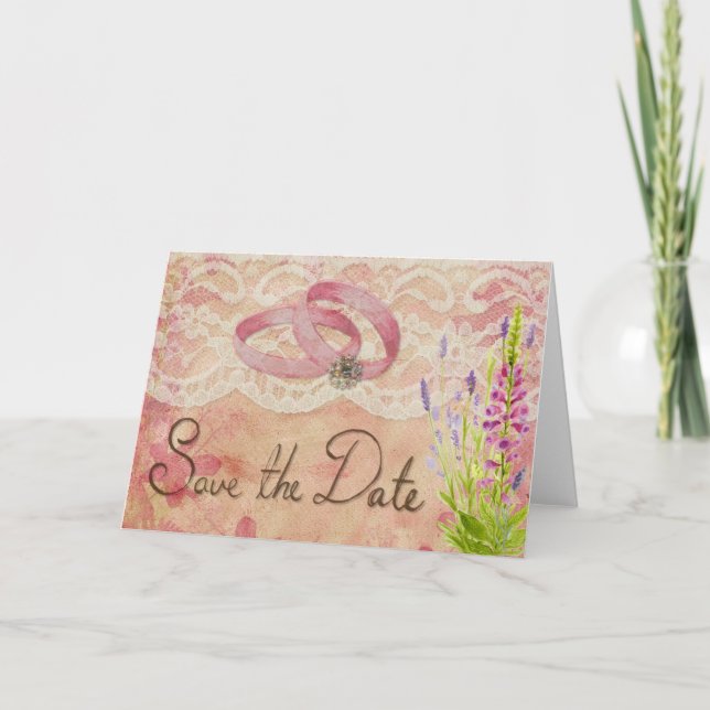 Faire-part Vintage Enregistrer La Date (Devant)