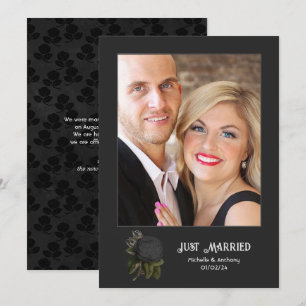 Faire-part Vintage gothique noir Rose Mariage Photo