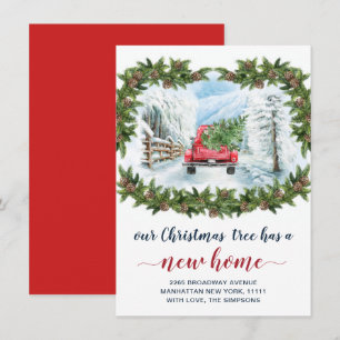 Faire-part Vintage Red Christmas Farm Camion Rustic Moving