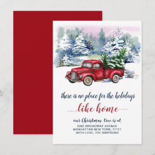 Faire-part Vintage Red Christmas Farm Camion Rustic Moving