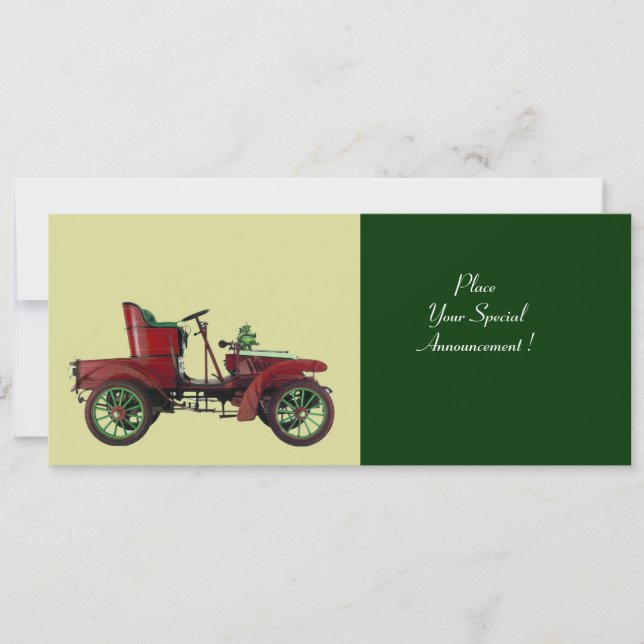 Faire-part VOITURE RÉTRO, RESTAURATION AUTOMOBILE, vert (Devant)