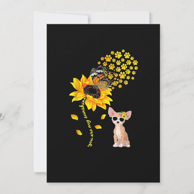 Faire-part Vous Êtes Mon Sunshine Tournesol Chihuahua Hommes  (Devant)