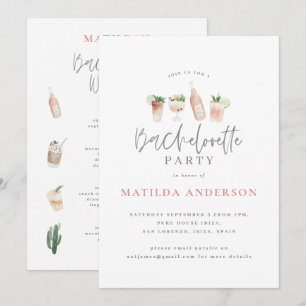 Faire-part Voyage de fin de semaine de bachelorette boissons 