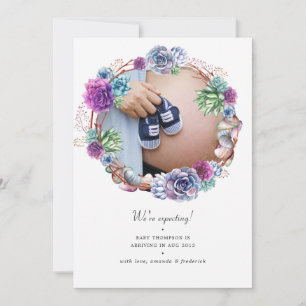 Faire-part Watercolor Desert Succulents Photo Grossesse