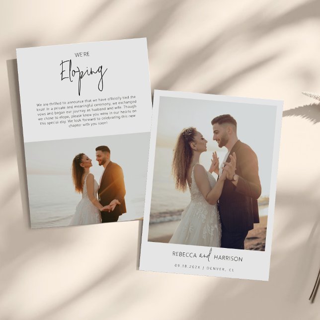 Faire-part We Eloped Modern Minimalist Photo Wedding  (Créateur téléchargé)