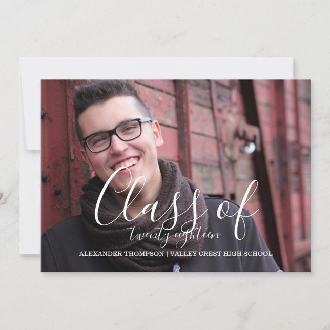 Faire-part White Delicate Class of 2018 Photo Graduation (Devant)