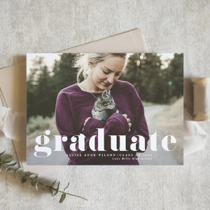 Faire-part White Retro Bold Typographie Photo Graduation