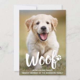 Faire-part Woof Cute Chiot Personnalisé Photo Chien Nouveau A