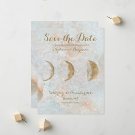Faire-part Zodiac Moon Ice Blue Celestial Gold Enregistrer la