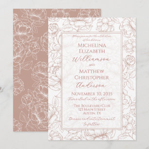 Faire Rose Élégant Invitation de Mariage Floral De