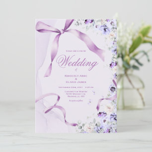 Faire rubans floraux violets Invitation de mariage
