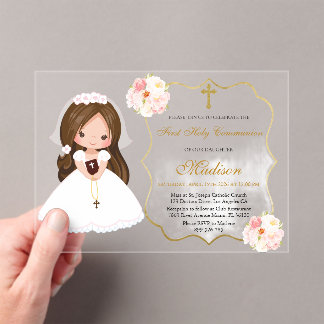 Faire sa première communion Acrylique invitation p