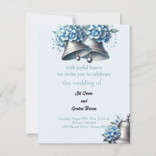 Faire sonner les cloches Invitation Hydrangea Bleu (Devant)