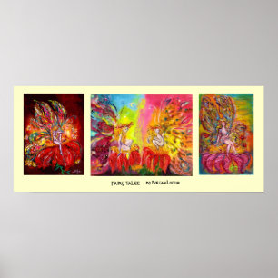FAIRE TALES gelb, rosa, blau, weiß Poster