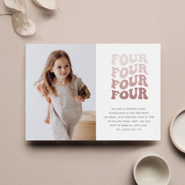 Faire une invitation de photo de paysage rose rétr (Créateur téléchargé)