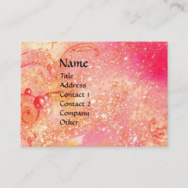 FAIRE VON BLUME IN GOLD-GELBEN-PINKSPATKELN VISITENKARTE (Vorderseite)