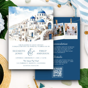 Fairepart de mariage à Santorin Grèce avec QR Code