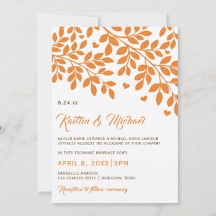 Fairepart de Mariage Arbres d'Automne   Orange & M