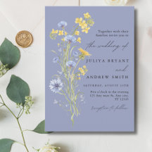 fairepart de mariage bleu écriture wildflower
