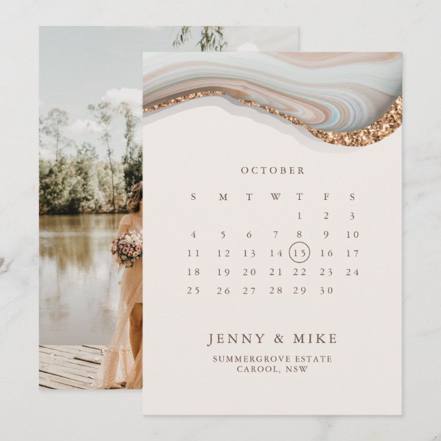 Fairepart de sauvegarde de date de calendrier en m (Devant / Derrière)