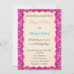 Faireuses Invitations de Mariage aux Roses Roses