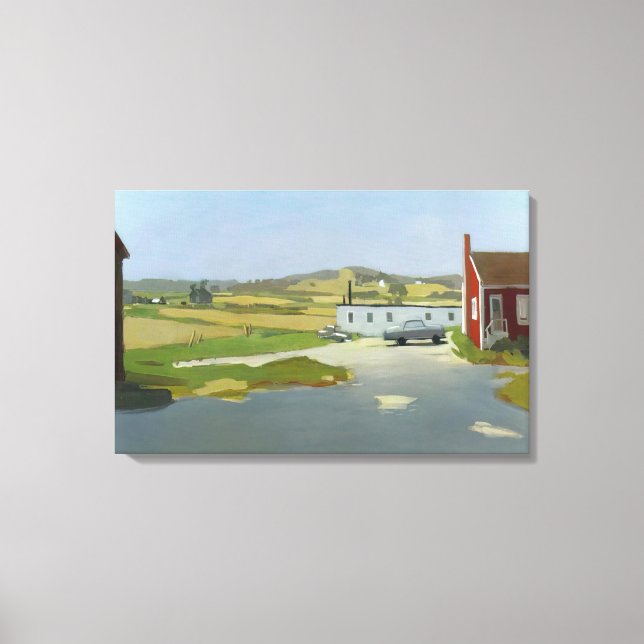 Fairfield Porter - LANGE INSELLANDSCHAFT MIT ROT Leinwanddruck (Vorderseite)