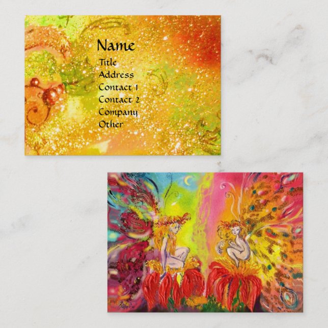 FAIRIEN DAWN / MAGIC GLITZERN IN GOLD YELLOW VISITENKARTE (Vorne/Hinten)
