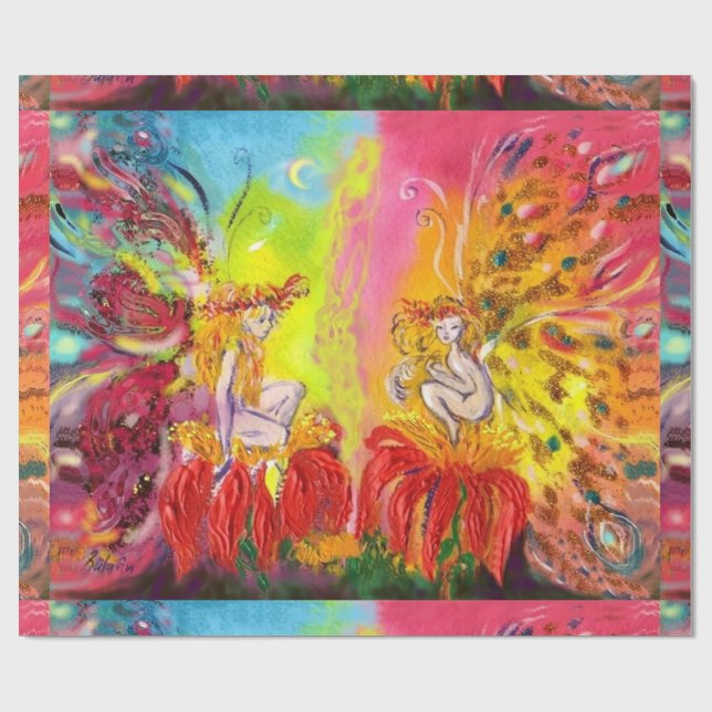 FAIRIEN DES DAWN / Fantasy Christmas Gruß Geschenkpapier (Flach)