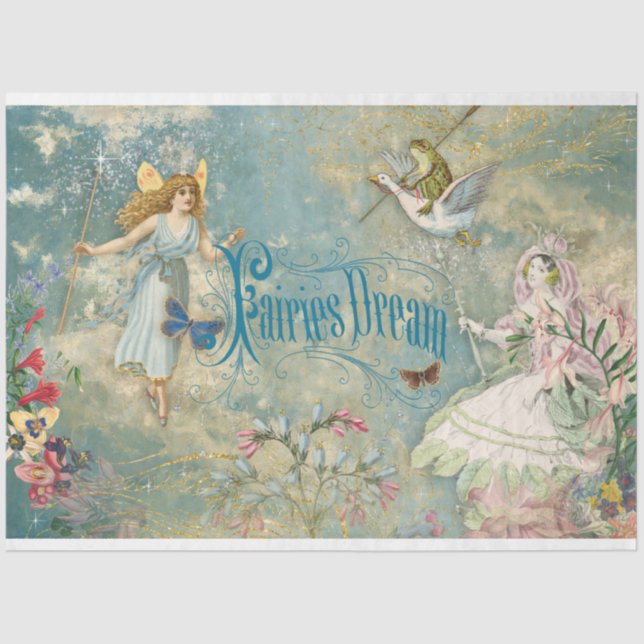 Fairies Dream Enchanted Blue Sky Wolken Decoupage Seidenpapier (Vorderseite)