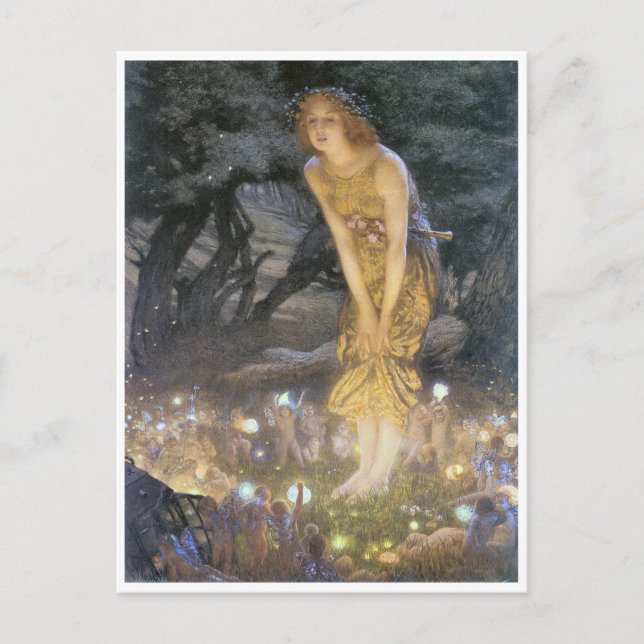 Fairies on Midsommer Eve by Edward R. Hughes Postkarte (Vorderseite)