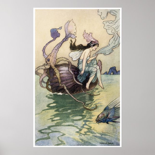 Fairies on Seashore Print von Warwick Goble Poster (Vorne)