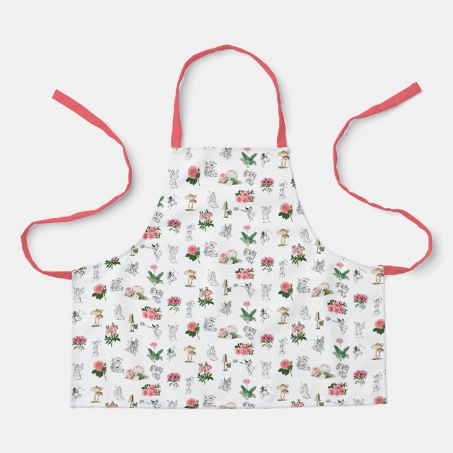 Fairies Pink Floral & Mushroom Faible Muster Schürze (Vorderseite)