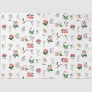 Fairies Pink Floral & Mushroom Faible Muster Seidenpapier