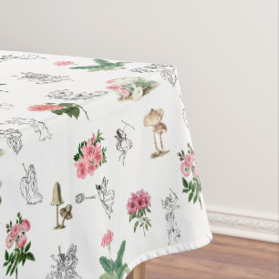 Fairies Pink Floral & Mushroom Faible Muster Tischdecke