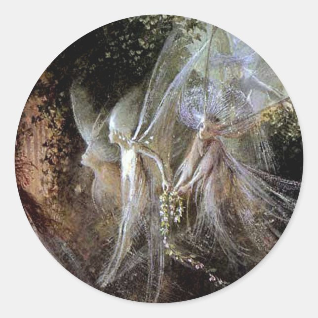 Fairies schauen auf der Waldkante Runder Aufkleber (Vorderseite)