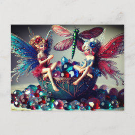 Fairies sitzend postkarte