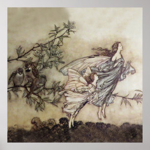 „Fairies Tiff mit den Vögeln“ von Arthur Rackham Poster