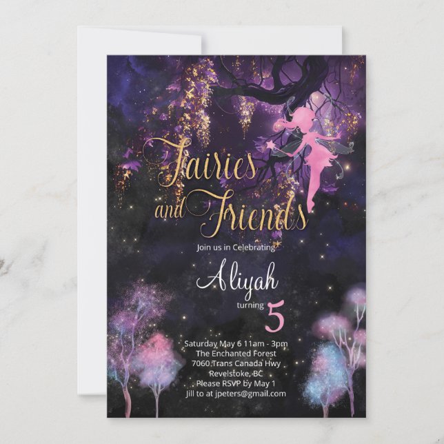 Fairies und Friends Einladung zum Geburtstag (Vorderseite)