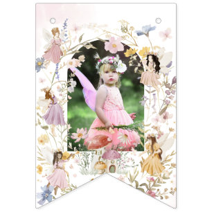 Fairies Wildblume Meadow Birthday Garland Foto Wimpelkette