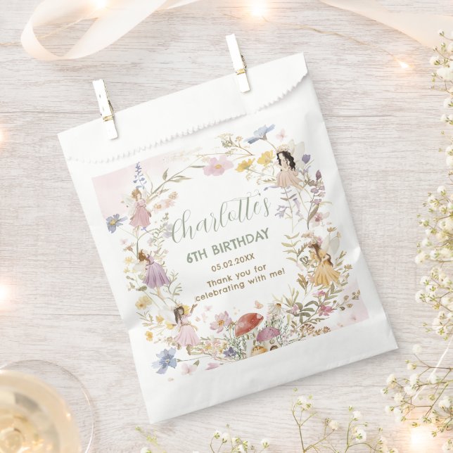 Fairies Wildblume Wiese Blume Geburtstag Geschenktütchen (Ausgeschnitten)