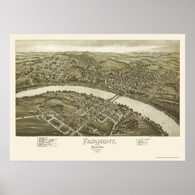 Fairmont, WV Panoramic Map - 1897 Poster (Vorne)