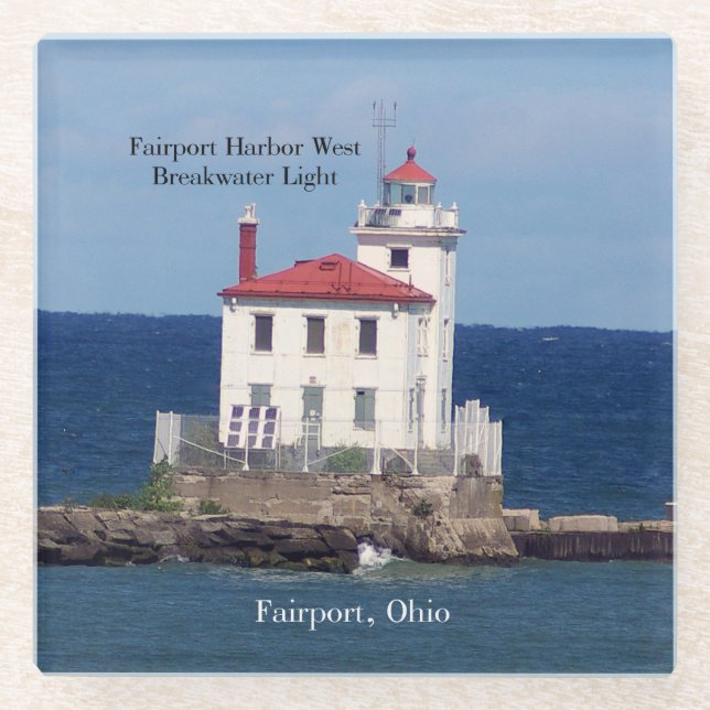 Fairport Harbour West Breakwater Light Glasscoaste Glasuntersetzer (Vorderseite)