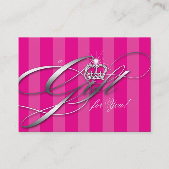 Fairsteine Geschenkgutschein Rosa Streifen Krone Rabattkarte (Vorderseite)