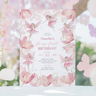 Fairy 1st Birthday Girls Fairy Party Pink  Einladung