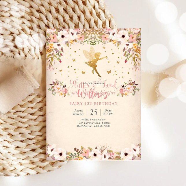 Fairy 1st Birthday Invitation Einladung (Von Creator hochgeladen)