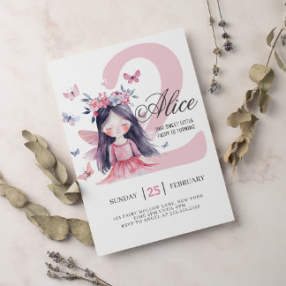 Fairy 2. Geburtstagswald Wasserfarbe Einladung