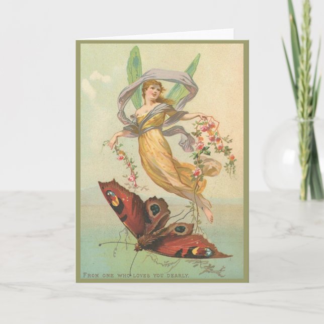 Fairy and Butterfly in Sky Greeting Card Karte (Vorderseite)