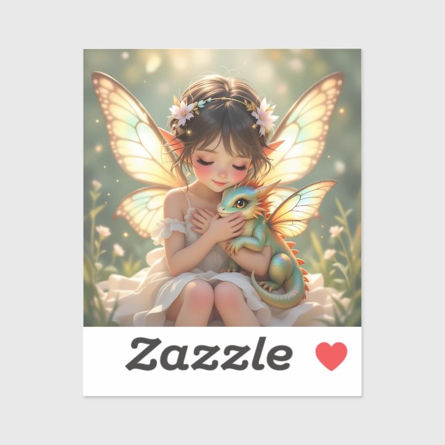 Fairy and Dragon | Chibi Anime Fairy Tale Aufkleber (Blatt)