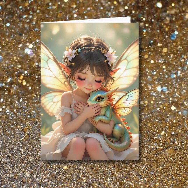 Fairy and Dragon Ethereal Girl's Birthday Karte (Von Creator hochgeladen)